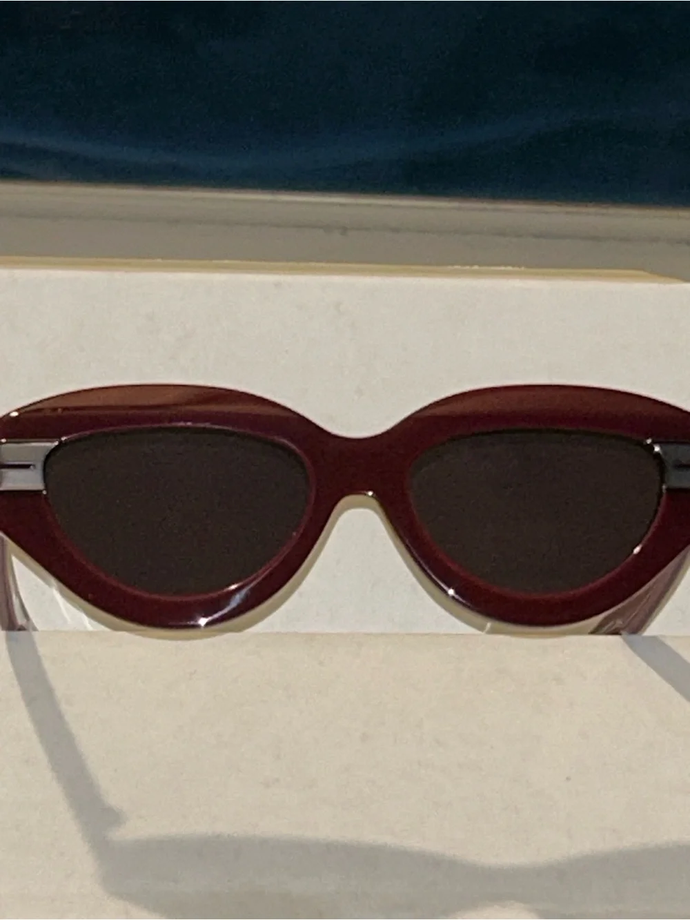 Palm Angels Red Cat-Eye Sunglasses with Brown Case and Box